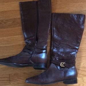 Brown leather boots